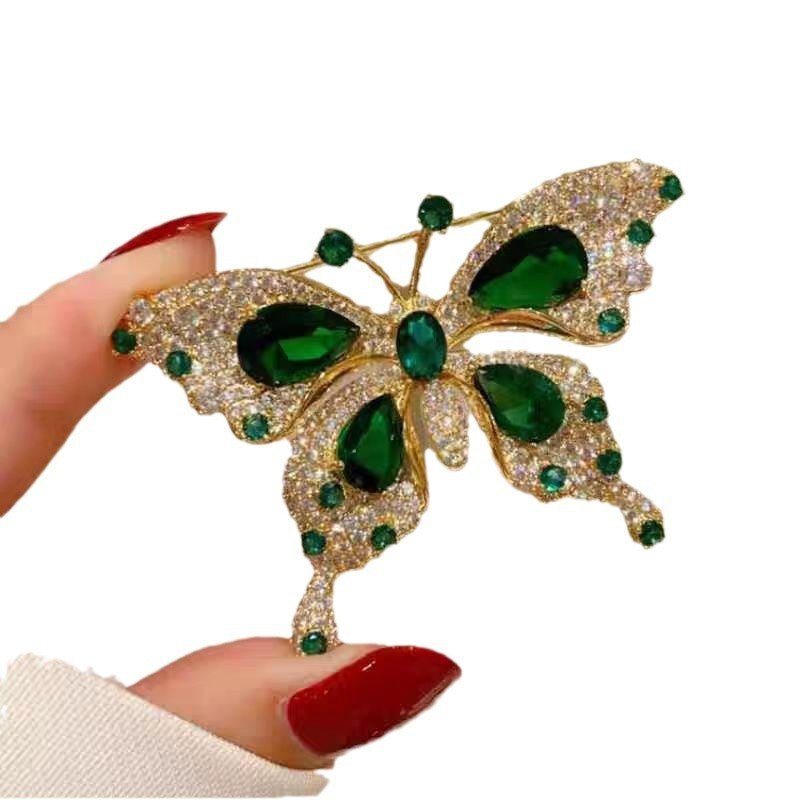 Light Luxury Emerald Butterfly Brooch - Broochs- Brooch - Broochs -
