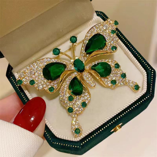 Light Luxury Emerald Butterfly Brooch - Broochs- Brooch - Broochs -
