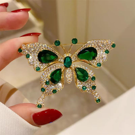 Light Luxury Emerald Butterfly Brooch - Broochs- Brooch - Broochs -