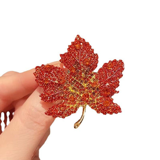Light Luxury Full Diamond Maple Leaf Brooch High-end And Niche - Broochs- Brooch - Broochs -