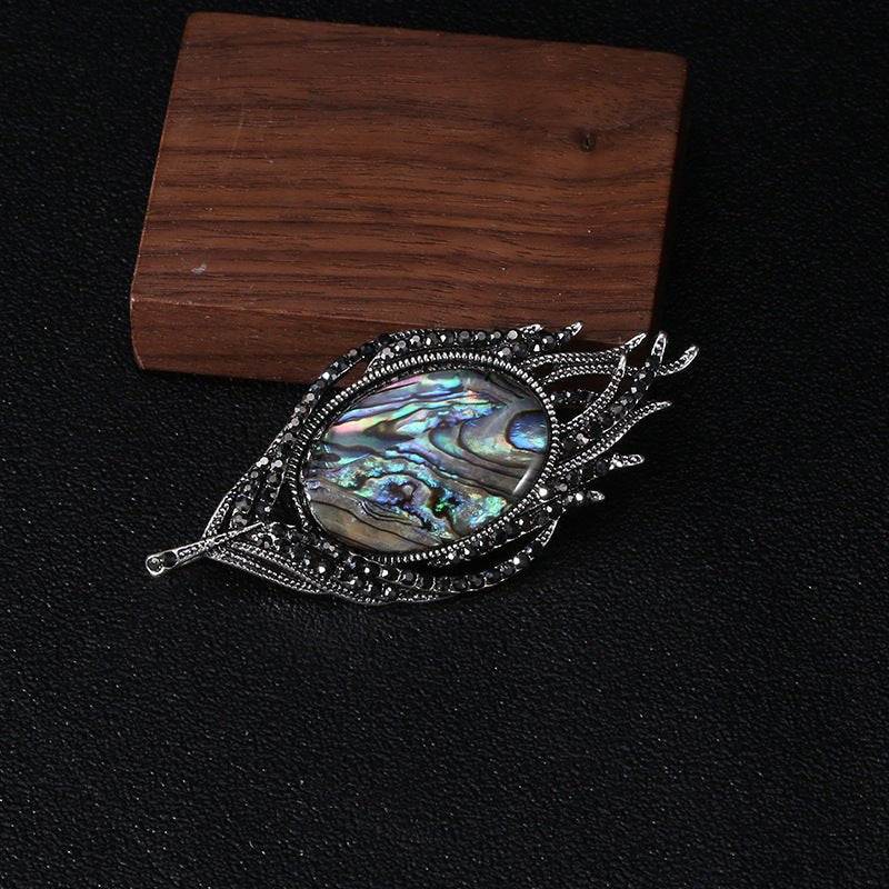 Natural abalone shell feather brooch - Broochs- Brooch - Broochs -