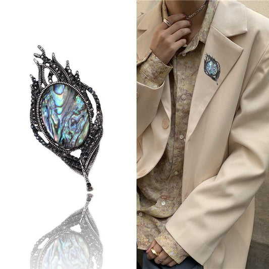Natural abalone shell feather brooch - Broochs- Brooch - Broochs -