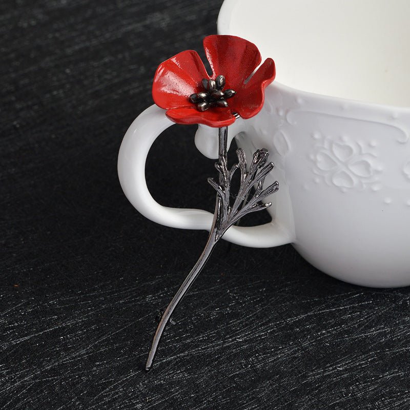 Red flower brooch - Broochs- Brooch - Broochs -