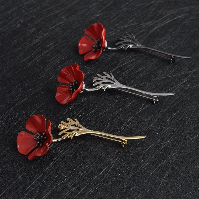 Red flower brooch - Broochs- Brooch - Broochs -