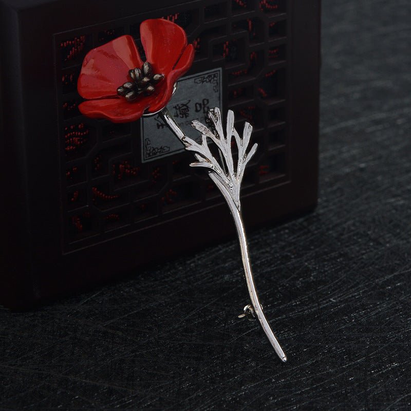 Red flower brooch - Broochs- Brooch - Broochs -