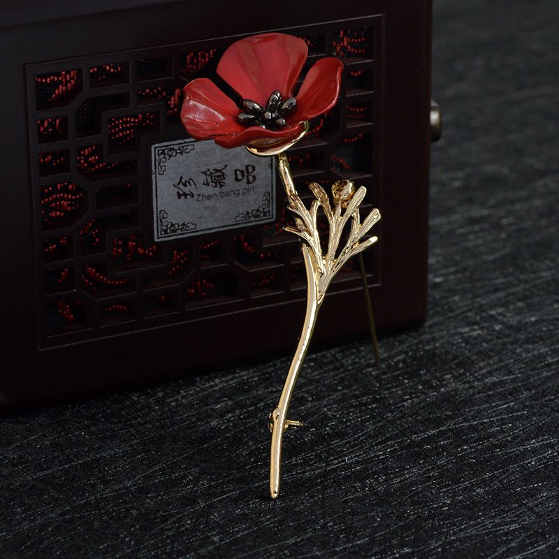 Red flower brooch - Broochs- Brooch - Broochs -