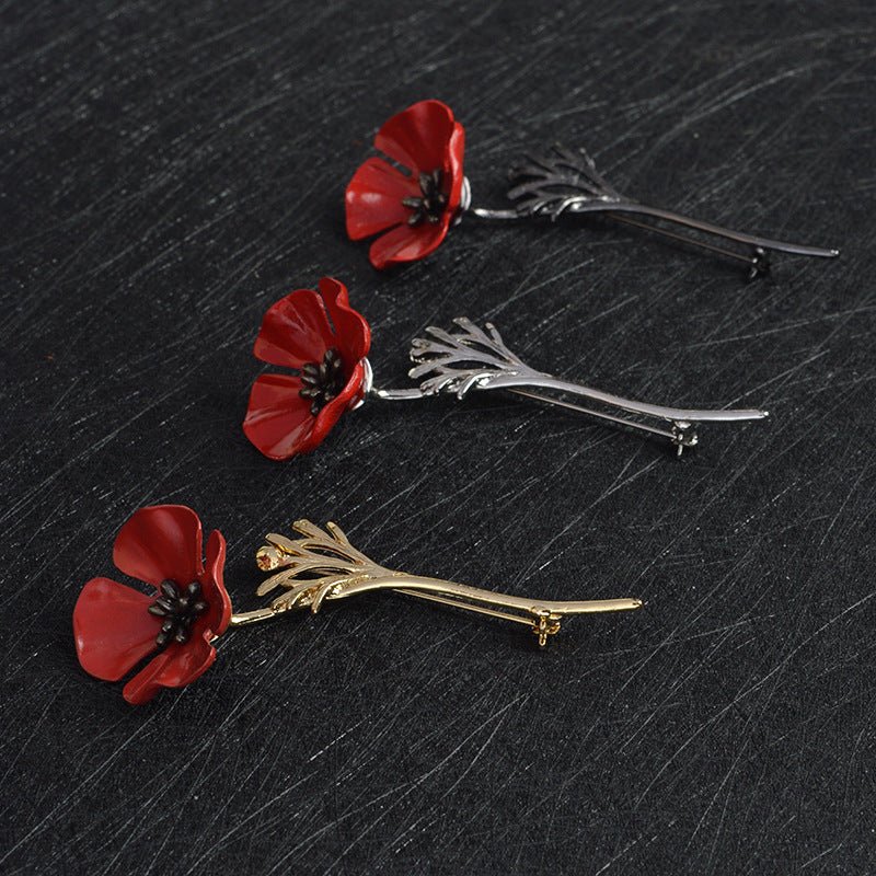 Red flower brooch - Broochs- Brooch - Broochs -