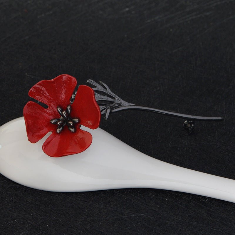 Red flower brooch - Broochs- Brooch - Broochs -