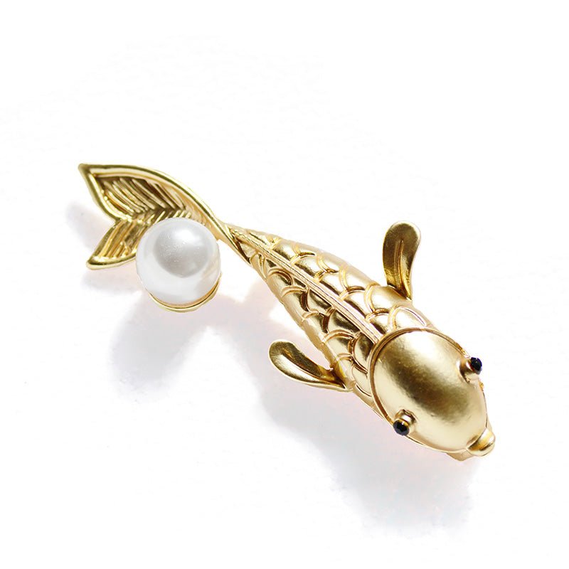 Red Koi Rhinestone Brooch Coat Suit Carp Festival Brooch - Broochs- Brooch - Broochs -