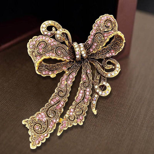 Rhinestone Brooch Alloy Electroplating Vintage Bow Women's Corsage - Broochs- Brooch - Broochs -