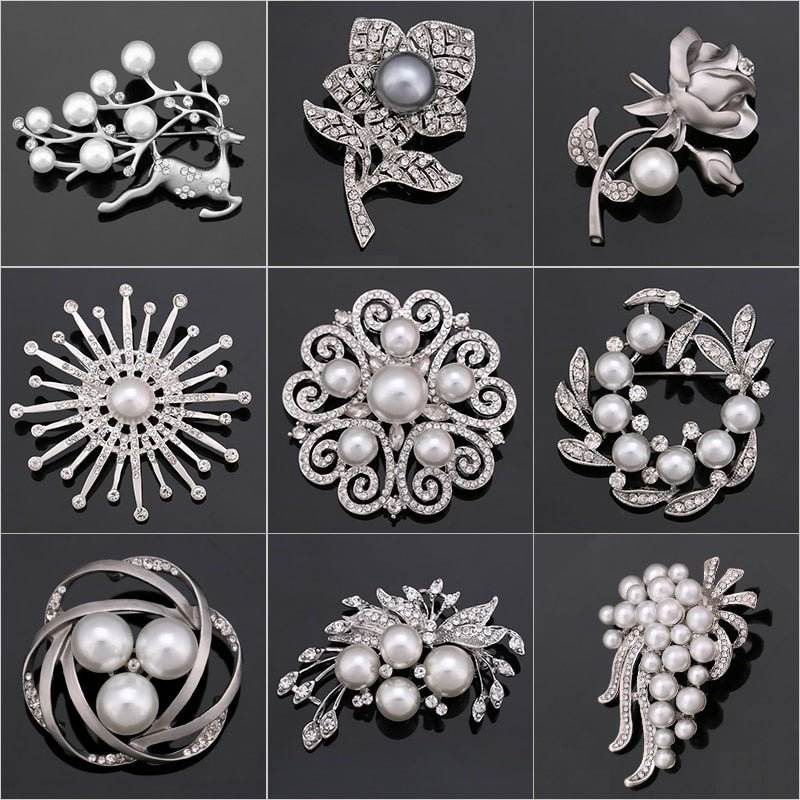Rhinestone Pearl Brooch Pin - Broochs- Brooch - Broochs -