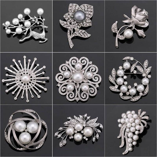 Rhinestone Pearl Brooch Pin - Broochs- Brooch - Broochs -