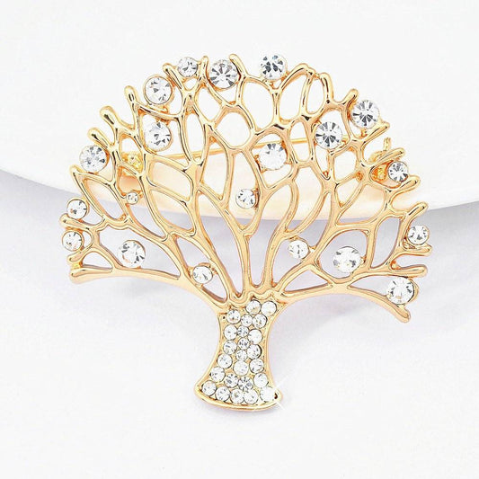 Rhinestone Small Tree Brooch High Profile And Generous Clothing - Broochs- Brooch - Broochs -