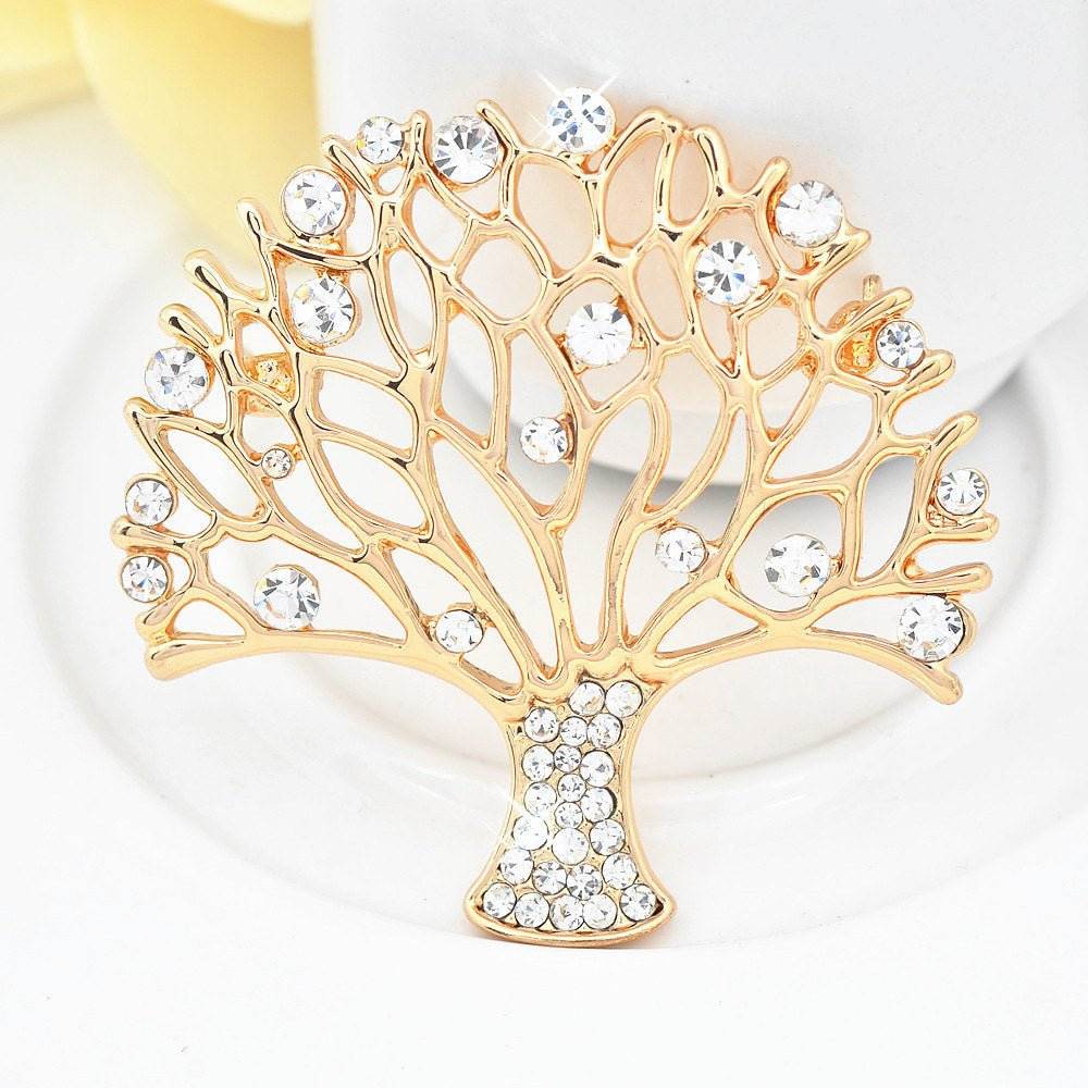 Rhinestone Small Tree Brooch High Profile And Generous Clothing - Broochs- Brooch - Broochs -
