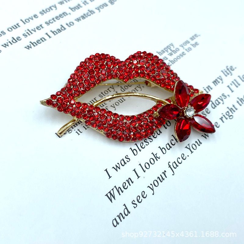 Sexy Temptation Red Lips Brooch Temperament Clothing Ladies Personality Small Suit Dress Pin - Broochs- Brooch - Broochs -