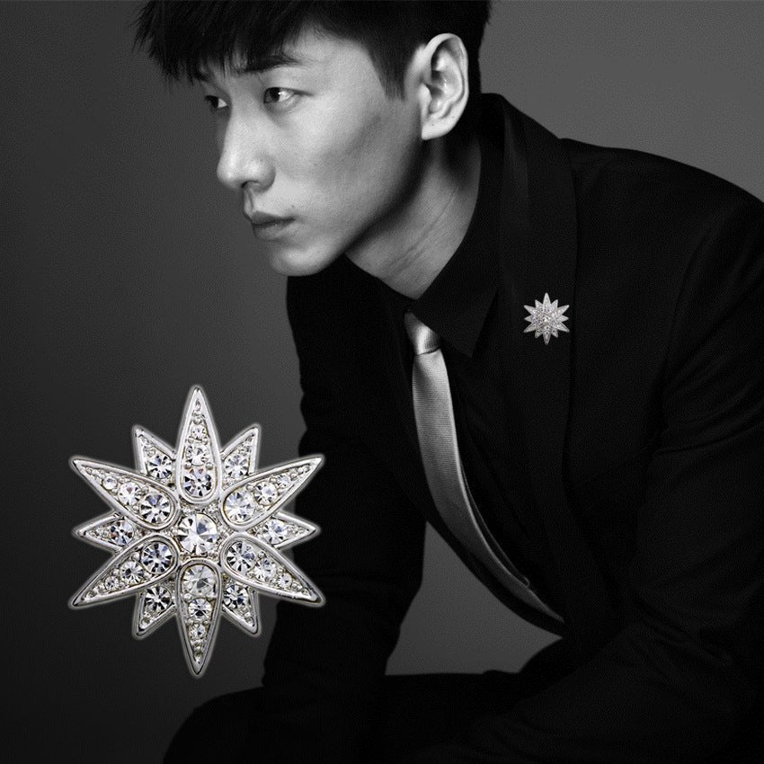 Six-pointed Star Small Brooch Collar Pin Male Shirt Collar Button - Broochs- Brooch - Broochs -