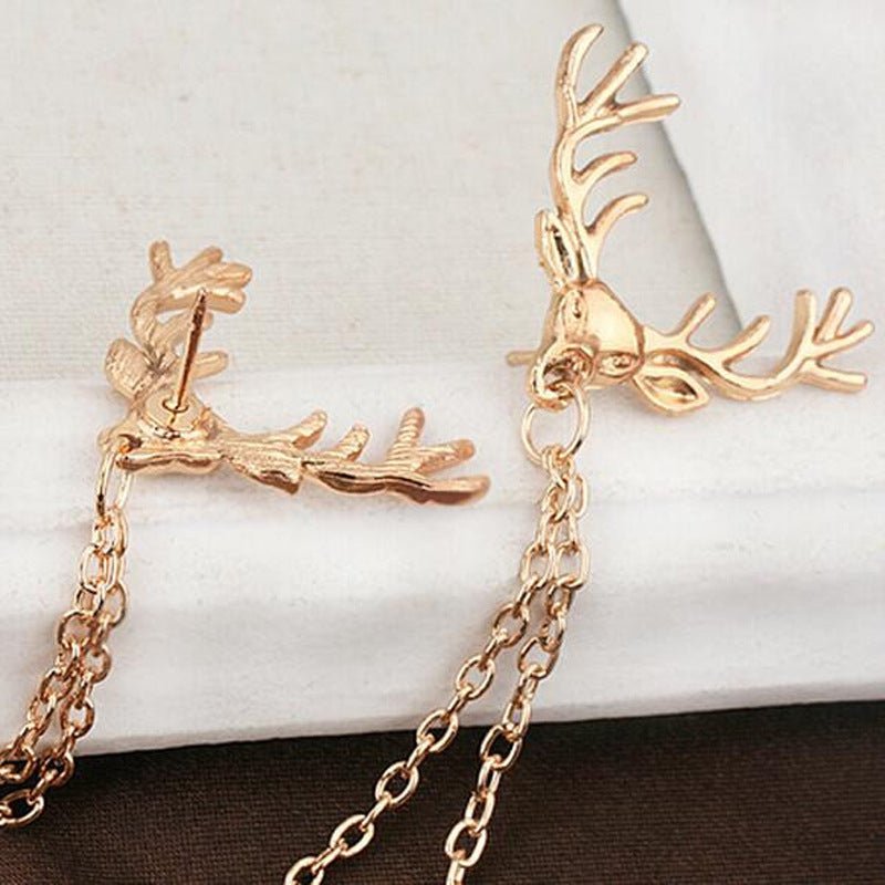 Tassel Chain Deer Head Collar Pin Men's Brooch - Broochs- Brooch - Broochs -