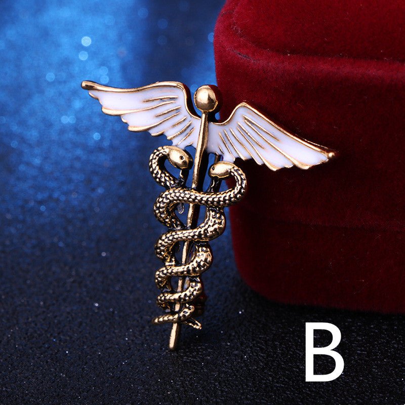 Vintage Alloy Dripping Oil Snake-shaped Animal Brooch, Angel Wings Snake - Broochs- Brooch - Broochs -