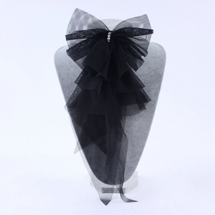 Vintage Handmade Lace Pearl Velvet Sweater Pin Coat Bow Brooch - Broochs- Brooch - Broochs -