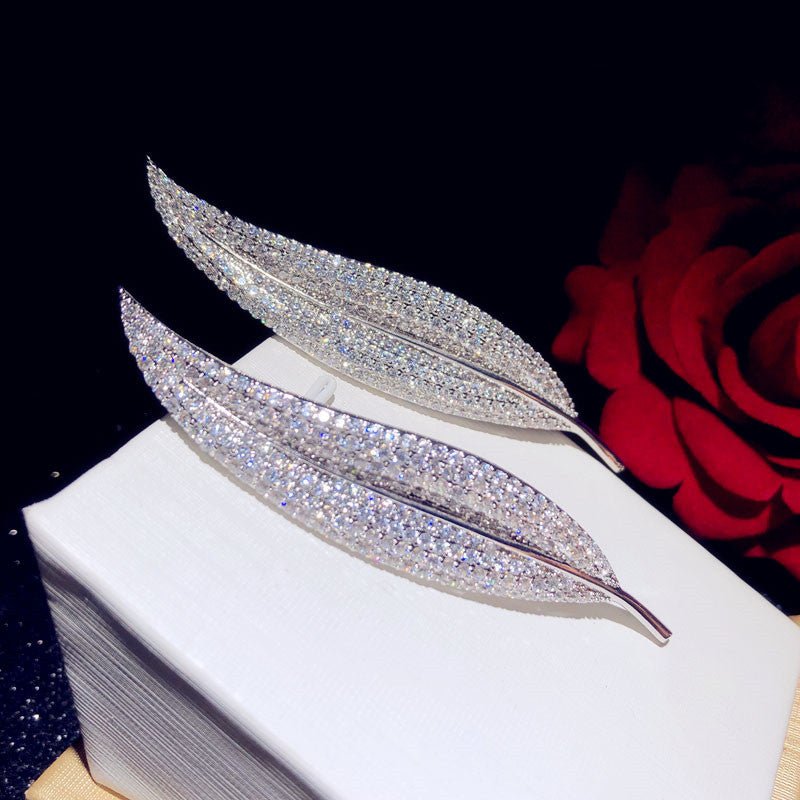 Zircon Crystal Leaf Brooch - Broochs- Brooch - Broochs -
