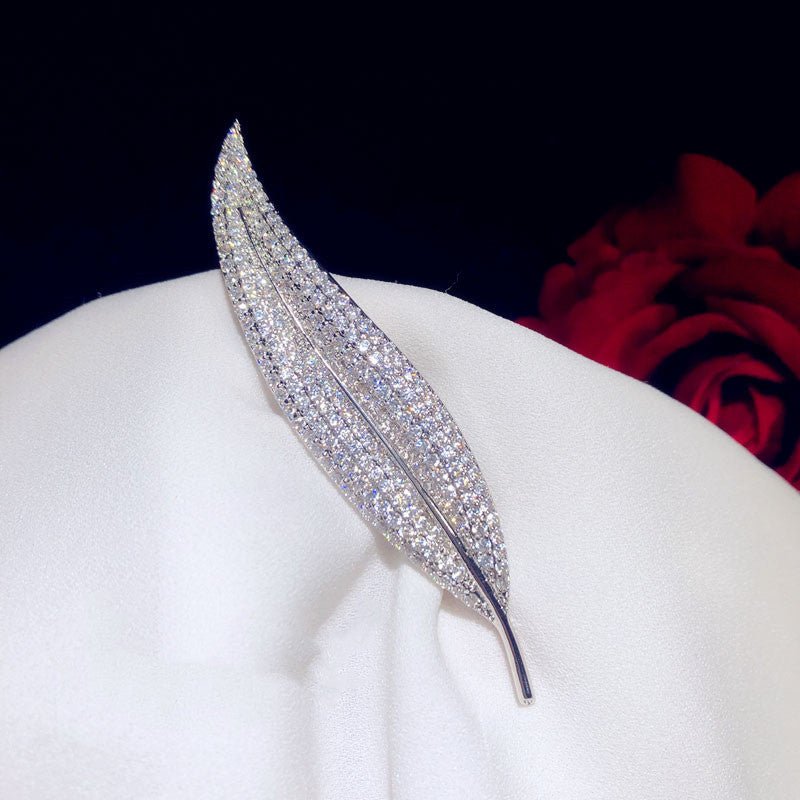 Zircon Crystal Leaf Brooch - Broochs- Brooch - Broochs -